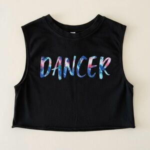 Flo Dancer Graphic Black Crop Tank Top – Kids Size 6, Dance or Activewear